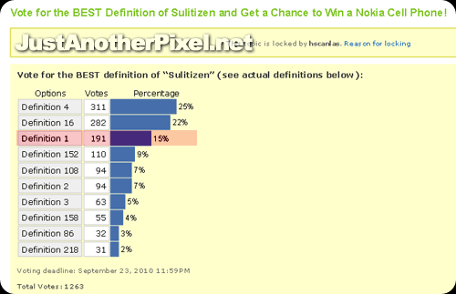 I was third in the final tally of votes - JustAnotherPixel.net