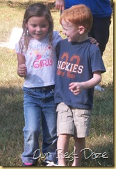 Lucas in the 3 legged race with a new friend