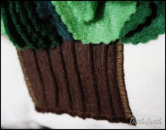 Christmas tree pillow close up