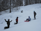 Taking a break on an icy slope.