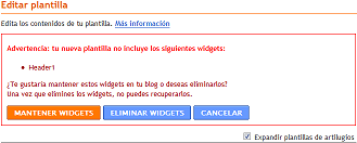 Pulsa el botón Eliminar widgets Trucos blogger y ayuda blogger