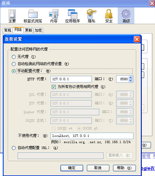 firefox搭配自由门设置