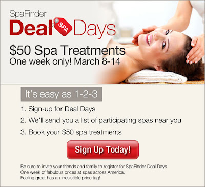 SpaFinder.com Deal Days special offers and discounts run March 8 through 14 2010