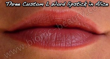 Three Custom Color The L Word lipstick in Alice