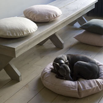 These linen dog beds come in beautiful, soft muted tones. (canvashomestore.com)