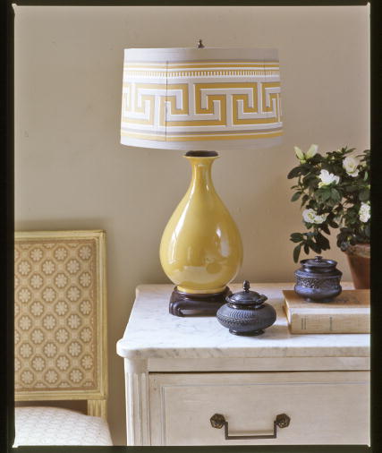 Here is another way to utilize a wallpaper border. It looks like this border was made for this lamp! (Martha Stewart Living, April 2006)