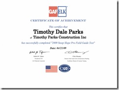 Timothy Parks GAF Elk Steep Slope Certification