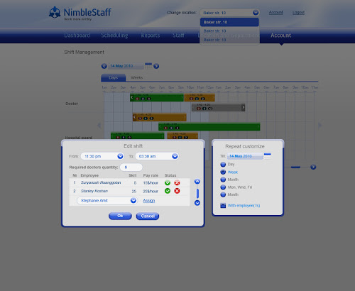 Nimble Staff Shift Planning Dialog