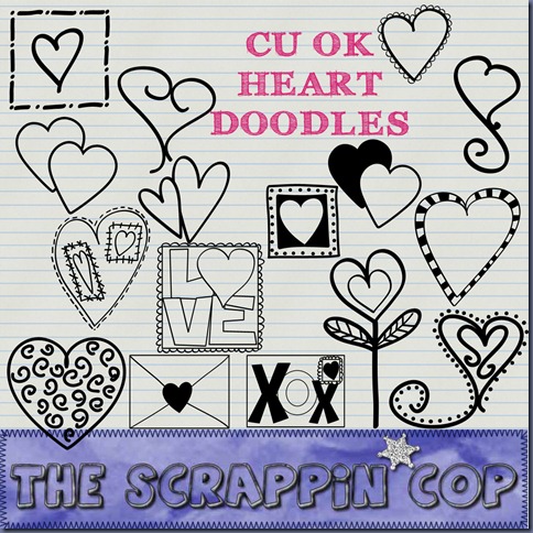 Free "Doodled Heart" from The Scrappin Cop - {CU}