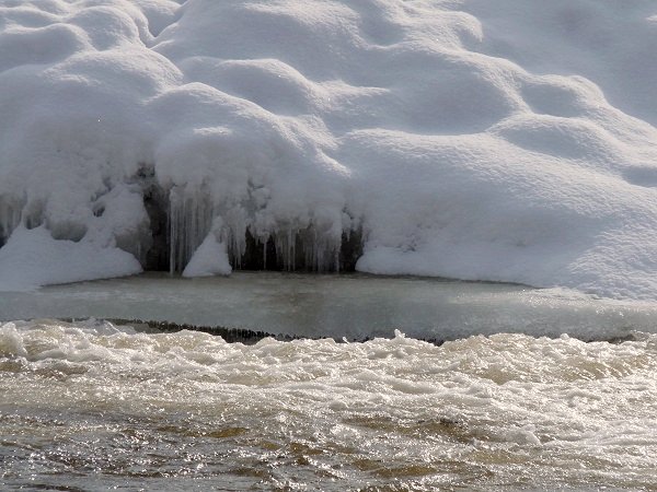 bottom of a frozen waterfalls