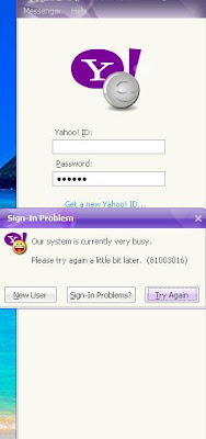 What does Yahoo Messenger sign-in error 81003016 mean?
