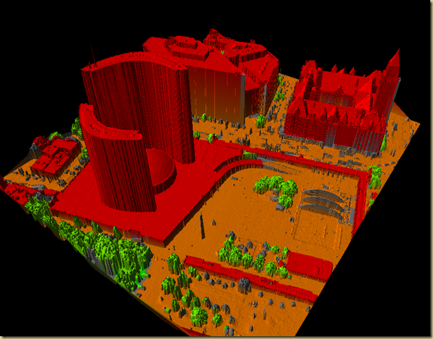 Toronto point cloud, classified using LIDAR Analyst and viewed in LP Viewer using an hill-shaded TIN