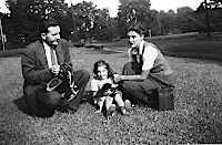 William and Dorothy Elliott with daughter Karen holding Chessie the cat. c 1948 Old Family Photos