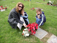 Christmas Day 2006 - 14 — Visiting Mary's grave-site, Lisa, Patrick, and Emily