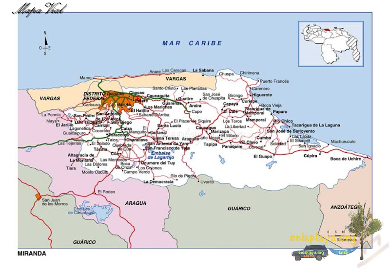 Mapa vial del Estado Miranda