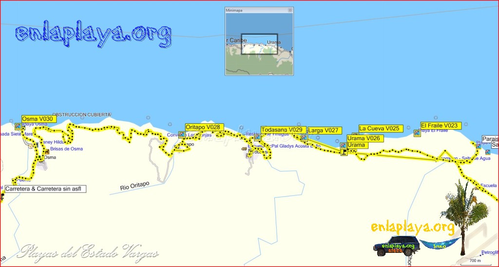 Playas desde Urama hasta Osma
