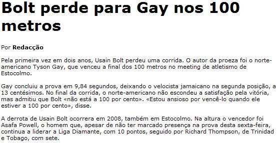 Gay Vs Bolt
