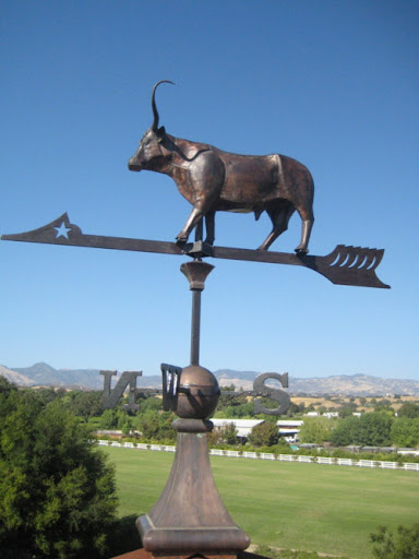 custom copper longhorn steer weathervane. Location: Los Olivos, CA. Custom built by The Metal Shoppe, The Copper Specialists!