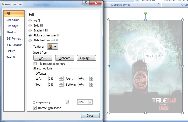 how to apply an outline text effect in word
