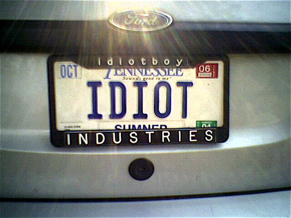idiot license plate