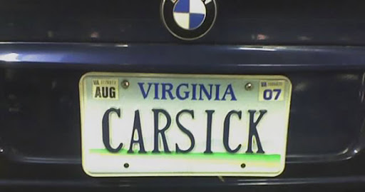 funny license plates. funny license plates. car sick