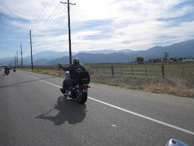 motorcycles riding past salton sea