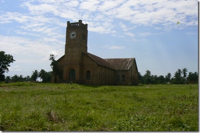 The first church building in the Kasai region, built in 1915.