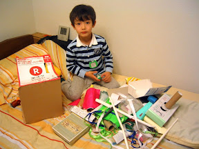 Kai spends a lot of time in his Japanese kindergarten making things from recycling materials Kai spends a lot of time in his Japanese kindergarten making things from recycling materials