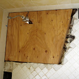 The new subfloor, matched to the height of the existing subfloor