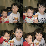 Eidan and Kai sharing an ice cream in the Megaweb cafe Eidan and Kai sharing an ice cream in the Megaweb cafe