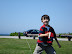 Kai flying his kite at Brenton Point in Newport
