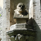 A bust of Bela Lugosi, tucked away in a back corner of Vajdahunyad Castle