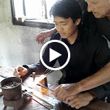 Video - Tai tries his hand at glass making - halfway through you can see him operating the bellows with his feet