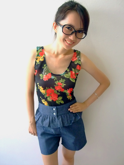 Dark Blue Peplum Denim