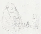 Erin begins with a basic sketch.