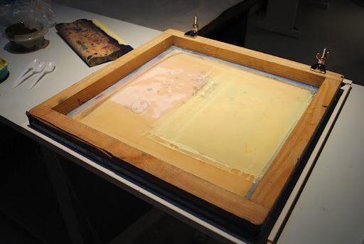 Printing the first of four colors. This always makes me a bit nervous. Printing the first of four colors. This always makes me a bit nervous.