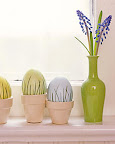 Dyed eggs with grass appliqué