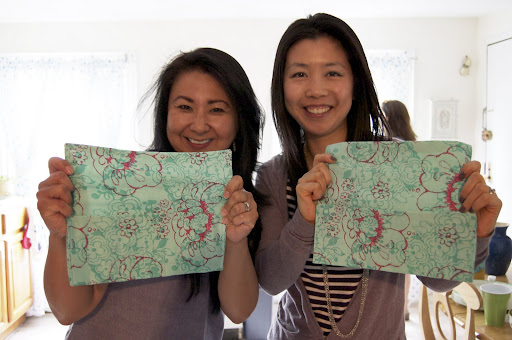 Rowena and Jen show off their finished accessory cases. Rowena and Jen show off their finished accessory cases.