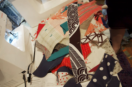 Jessica brought scrap fabric to share with everyone. Jessica brought scrap fabric to share with everyone.