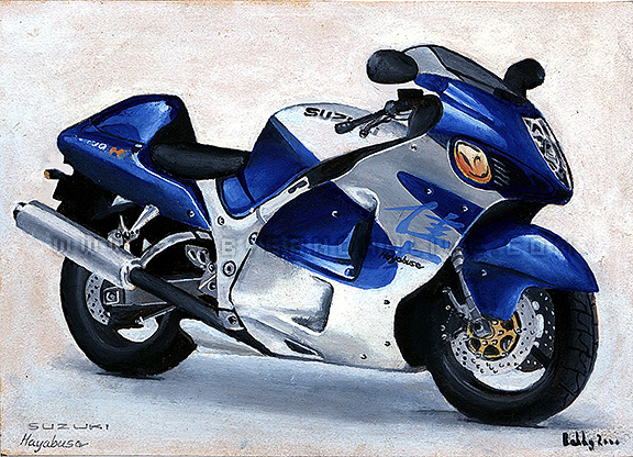 Suzuki Hayabusa motorcycle Watercolor Portrait