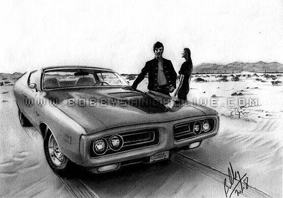 Dodge charger pencil drawing portrait desert Dodge charger pencil drawing portrait desert