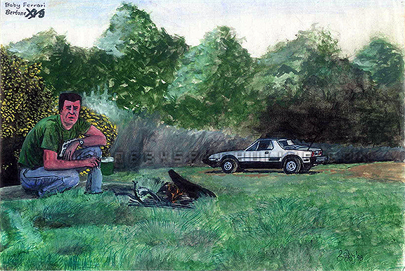 Baby Ferrari Bertone X 1/9 watercolor painting in the outback Baby Ferrari Bertone X 1/9 watercolor painting in the outback