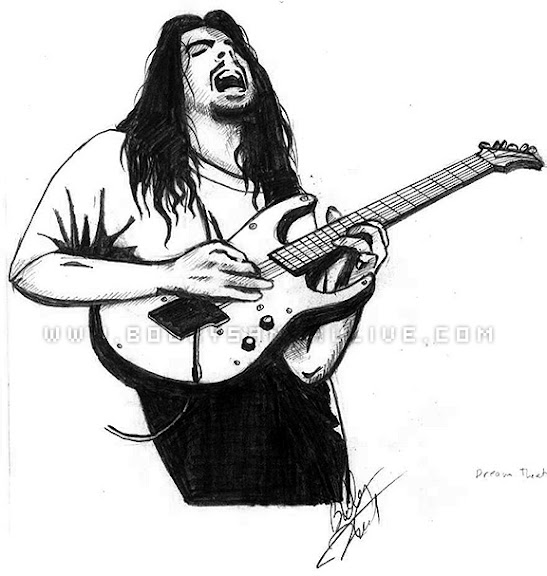 John Petrucci dream theater lead guitarist lineart drawing