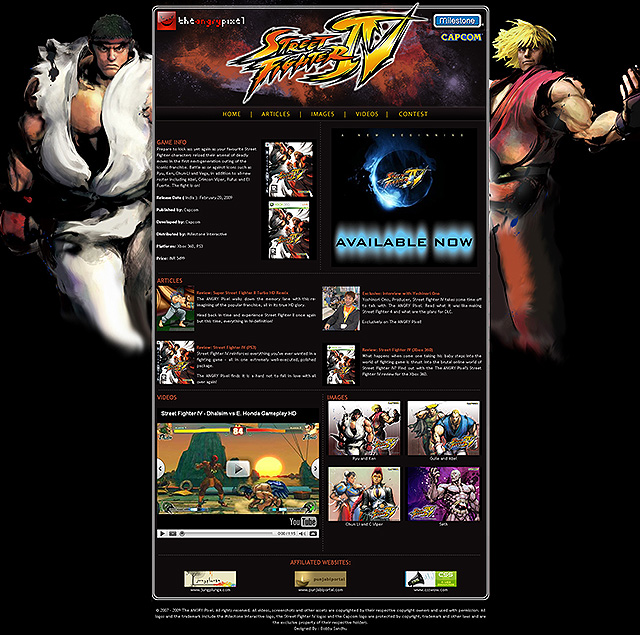 website design for the capcom game street fighter iv