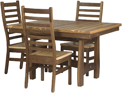 50" x 42" Montreal Table and Horizon Chairs, Natural Hickory and Walnut