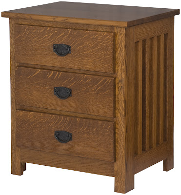 Mission Nightstand, Oak Hardwood, Mahogany Finish
