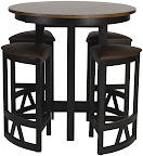 42 Inch Diameter Barcelona Table Shown in Medium and Midnight Oak, Shown with Barcelona Barstools