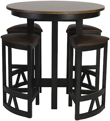 42 Inch Diameter Barcelona Table Shown in Medium and Midnight Oak, Shown with Barcelona Barstools