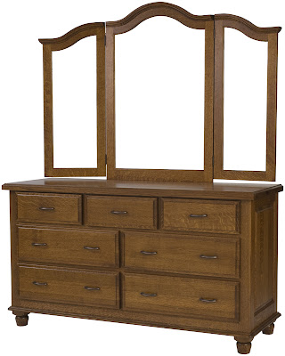 Lotus Dresser with Tri-View Mirror in Medium Quarter Sawn Oak