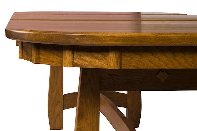 54 x 42 Montreal Dining Table with 18 Inch Leaf, Timber Edge, Hickory Hardwood, Custom Finish